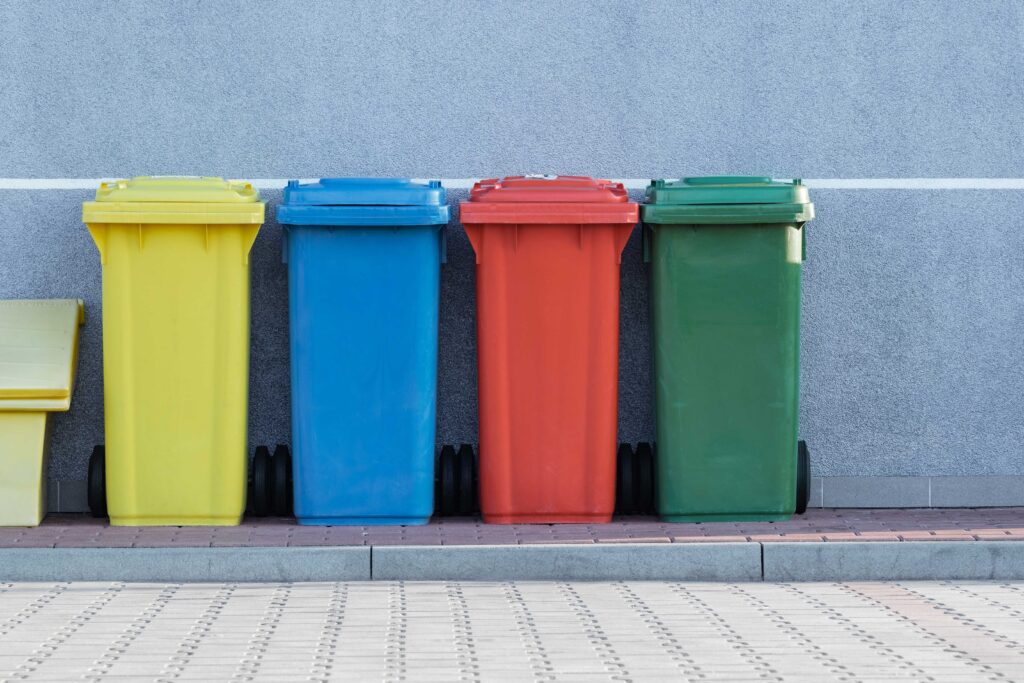 Colored garbage bins
