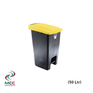 Gitco Plastic Dust Bin W Pedal DBWP790 50 Ltr Black Yellow