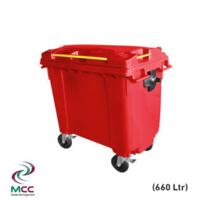 660 ltr red plastic waste bin
