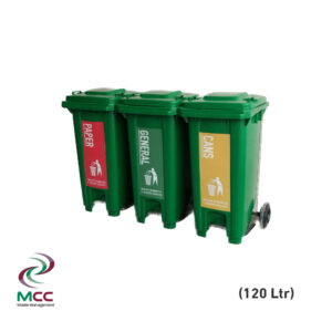 3-In-1 Recycling Waste Bin W/Wheels & Pedal