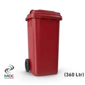 360 LTR Red Plastic Garbage Bin