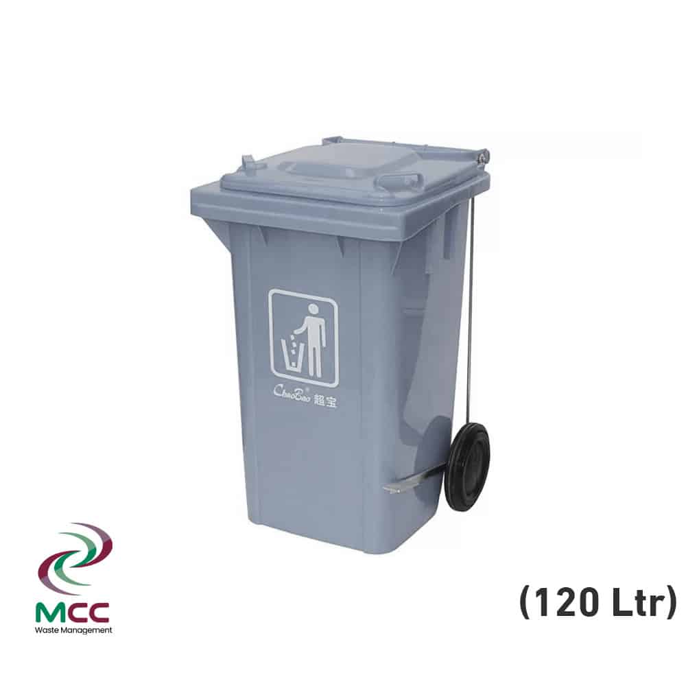 120 LTR Grey Plastic Garbage Bin
