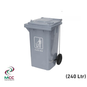 240 ltr grey plastic garbage bin
