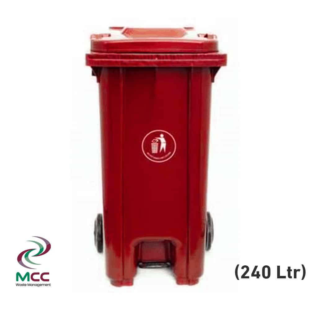 240 LTR Red Plastic Garbage Bin