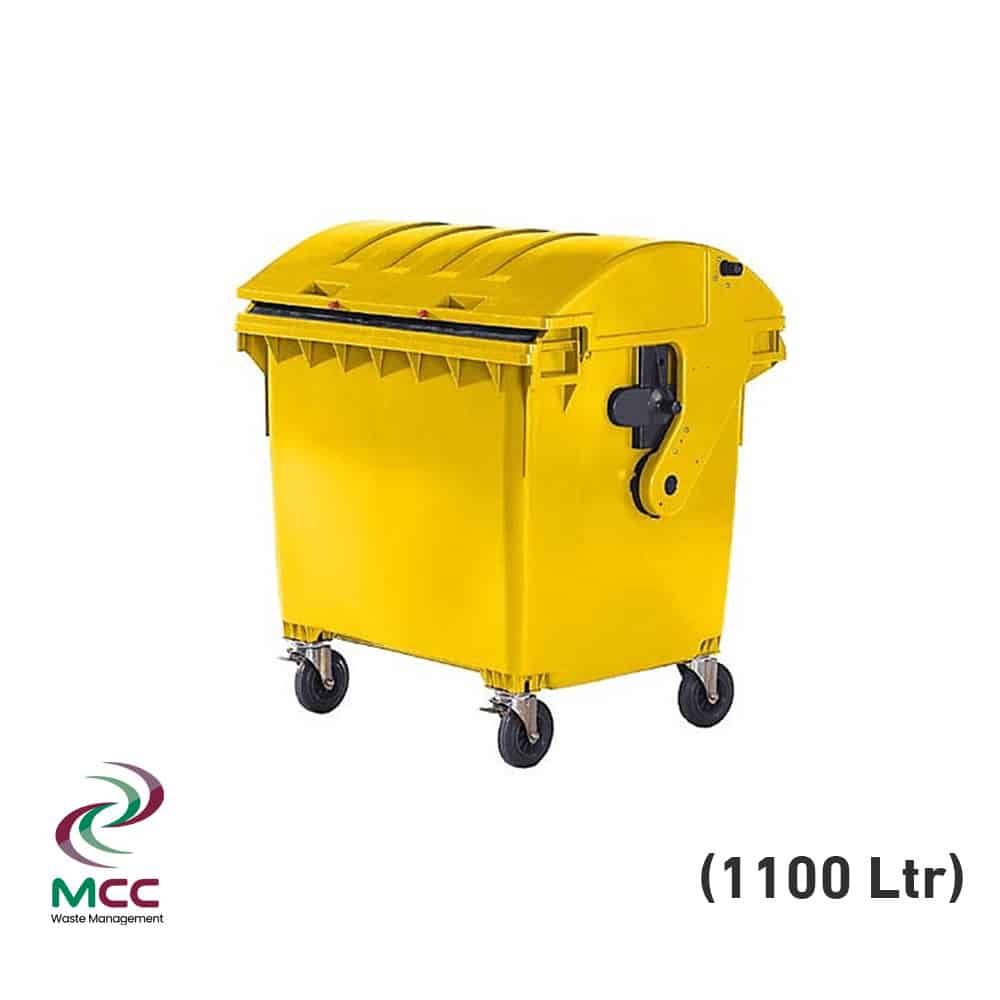 1100 ltr yellow plastic garbage bin