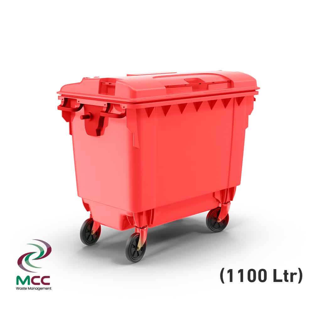 1100 LTR Red Plastic Garbage Bin