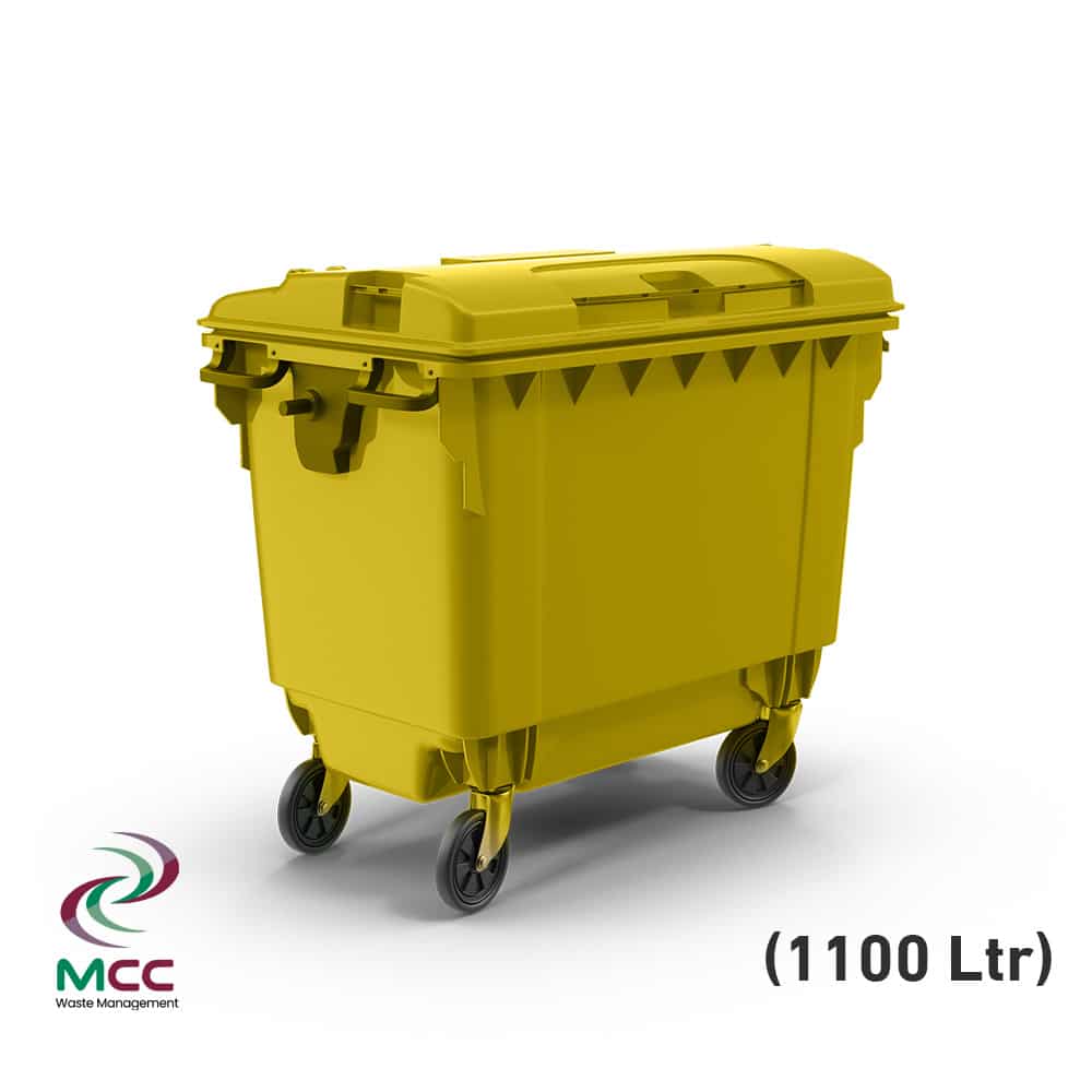1100 LTR Yellow Plastic Garbage Bin