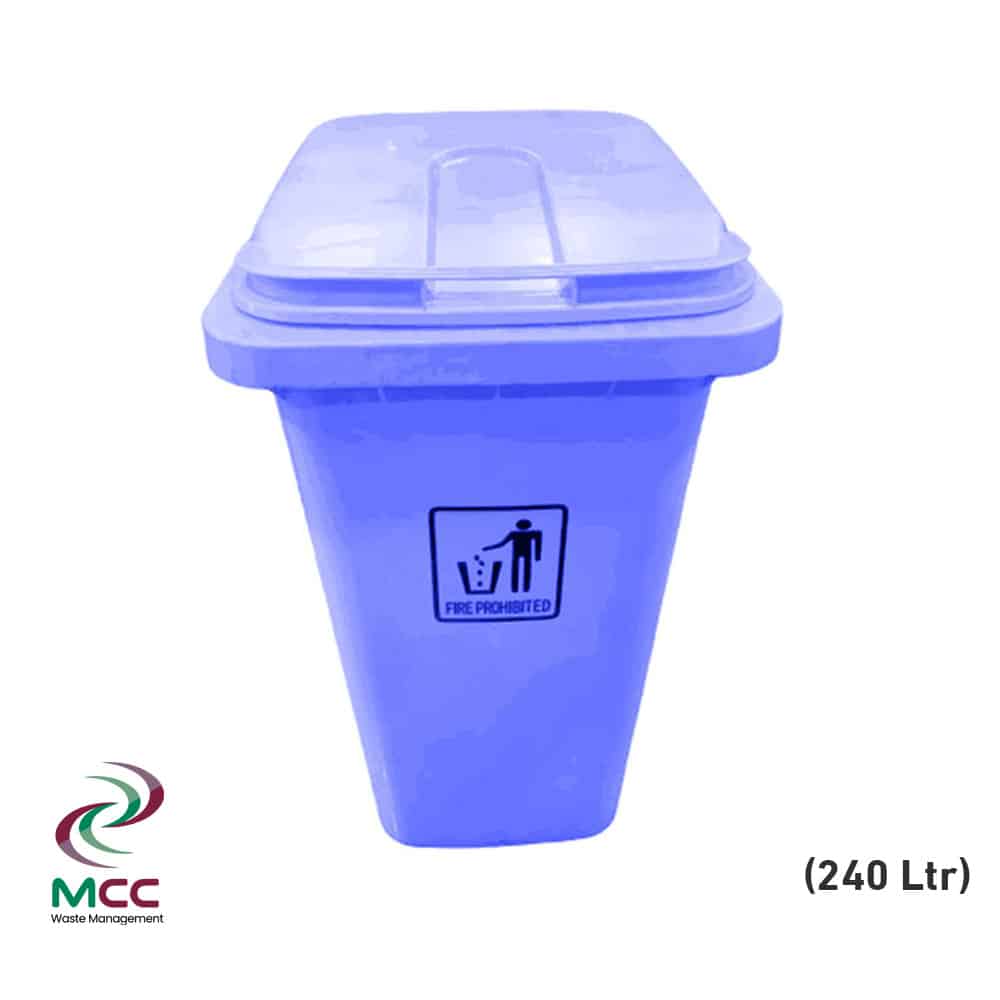 240 ltr blue plastic garbage bin