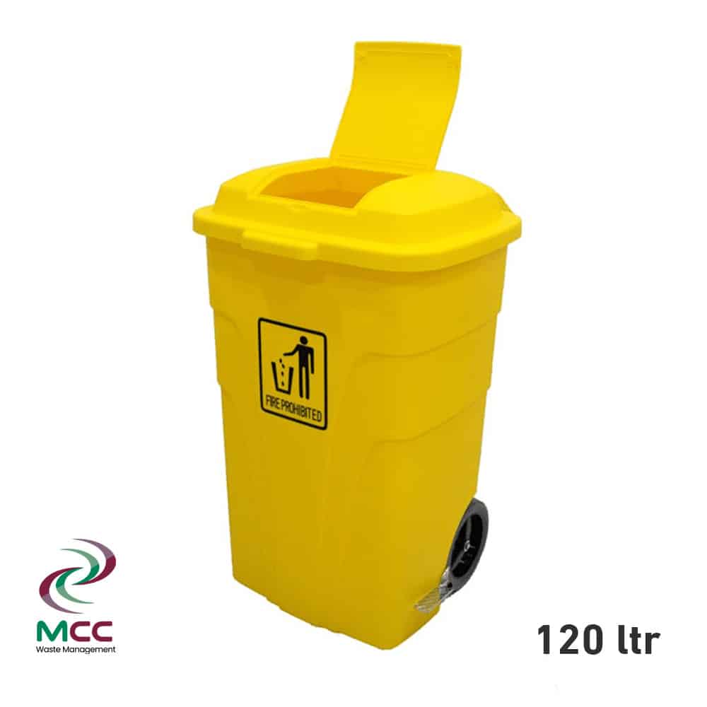 120 ltr yellow plastic trash bin
