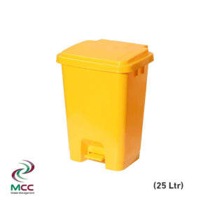 Plastic Trash Bin W Lid Pedal 25 Ltr Yellow