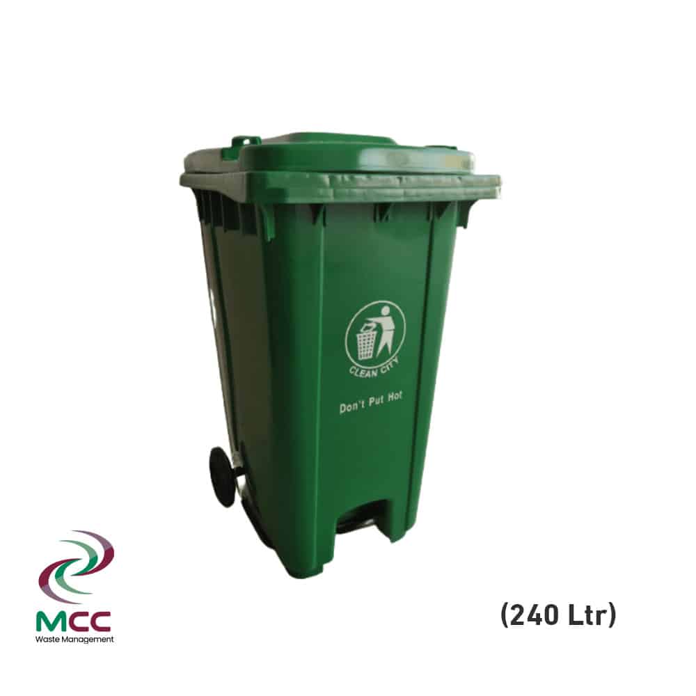 240 LTR Green Plastic Waste Bin