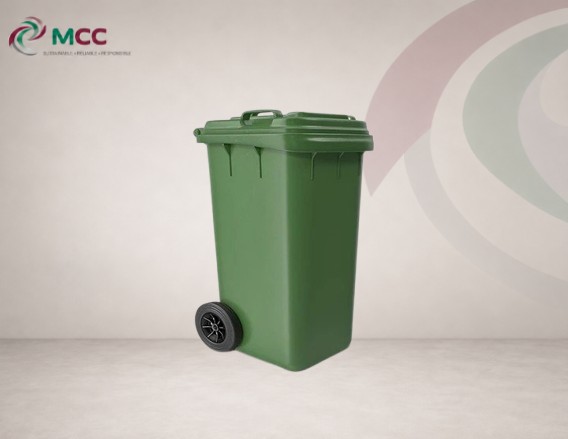 120 LTR White Plastic Trash Bin with Wheels