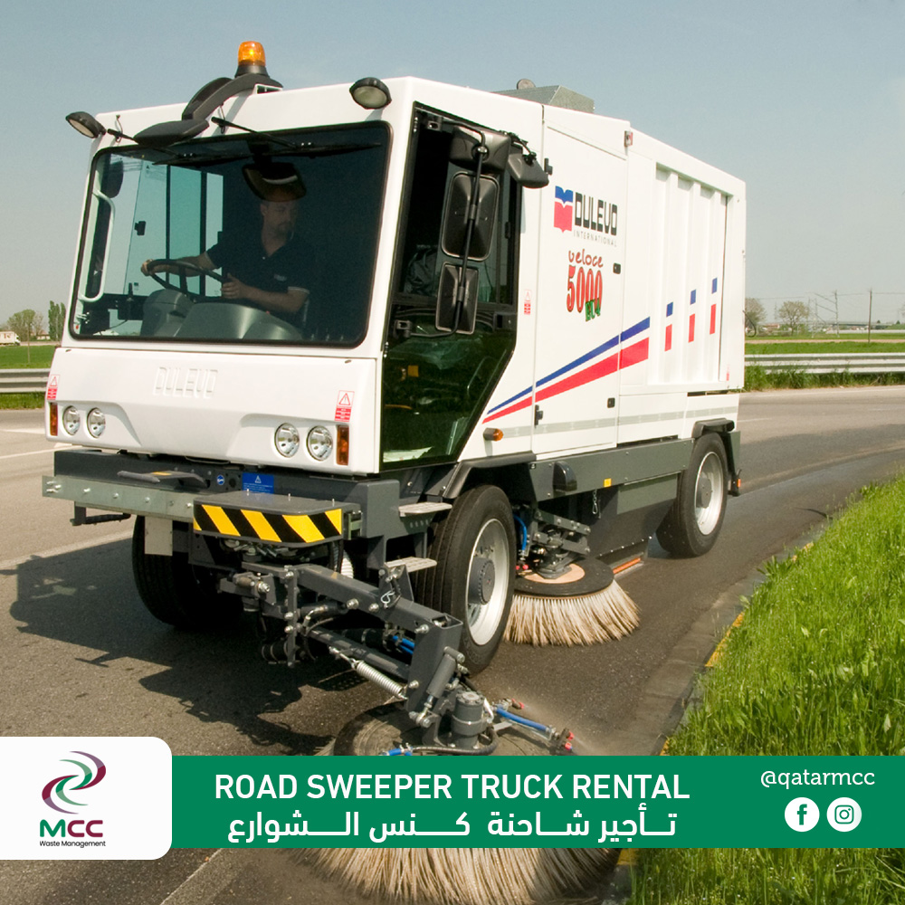 Road sweeper machine operating in Qatar