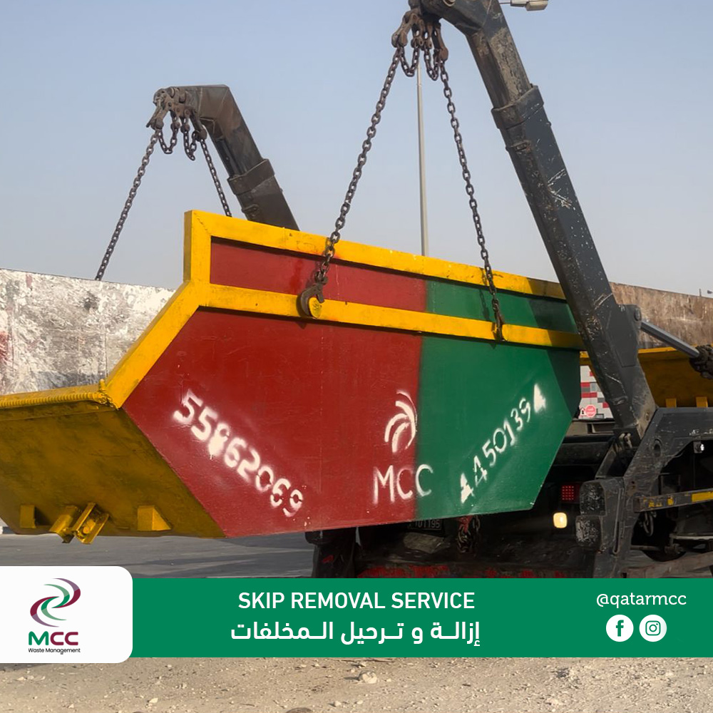 Waste skip removal truck in Qatar